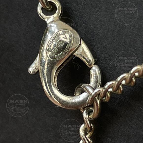 CHANEL Pearl, Strass Crystal CC Pendant Necklace | C22V C22C France Rare Limited - Picture 11 of 14